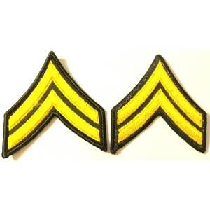 2 US ARMY E4 Corporal Patches Military Insignia Embroidered Sew On Shoulder Rank